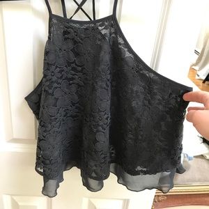 Grey strappy floral top